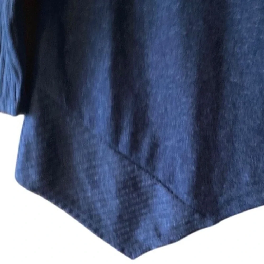 Adrienne Vittadini‎ Navy Mock Neck Asymmetric Sweater Ribbed Sleeves Size S